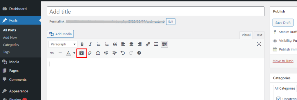 Copy and Paste in WordPress