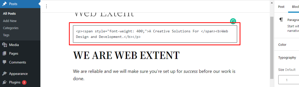 Copy and Paste in WordPress
