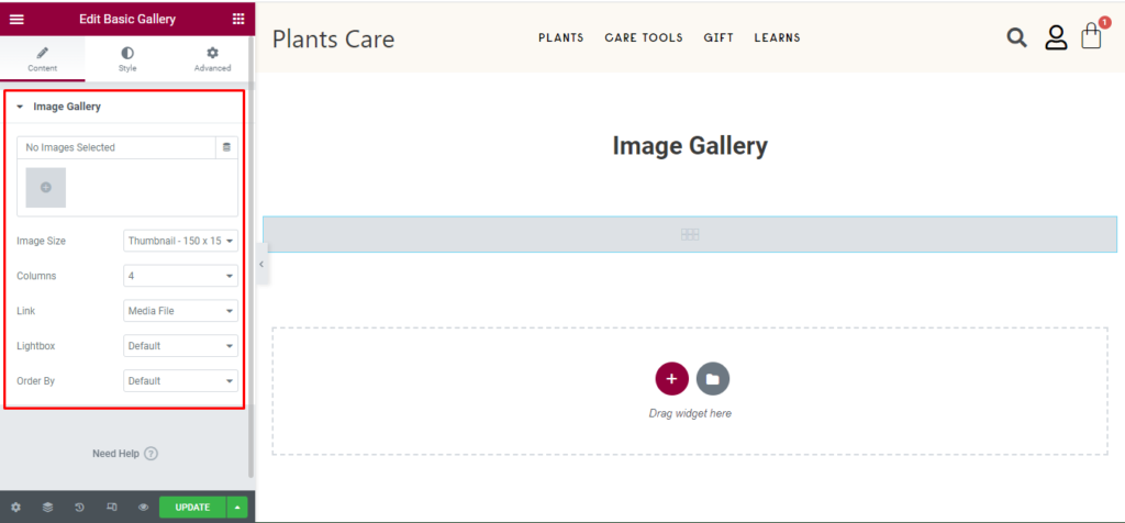 Basic Gallery in Elementor