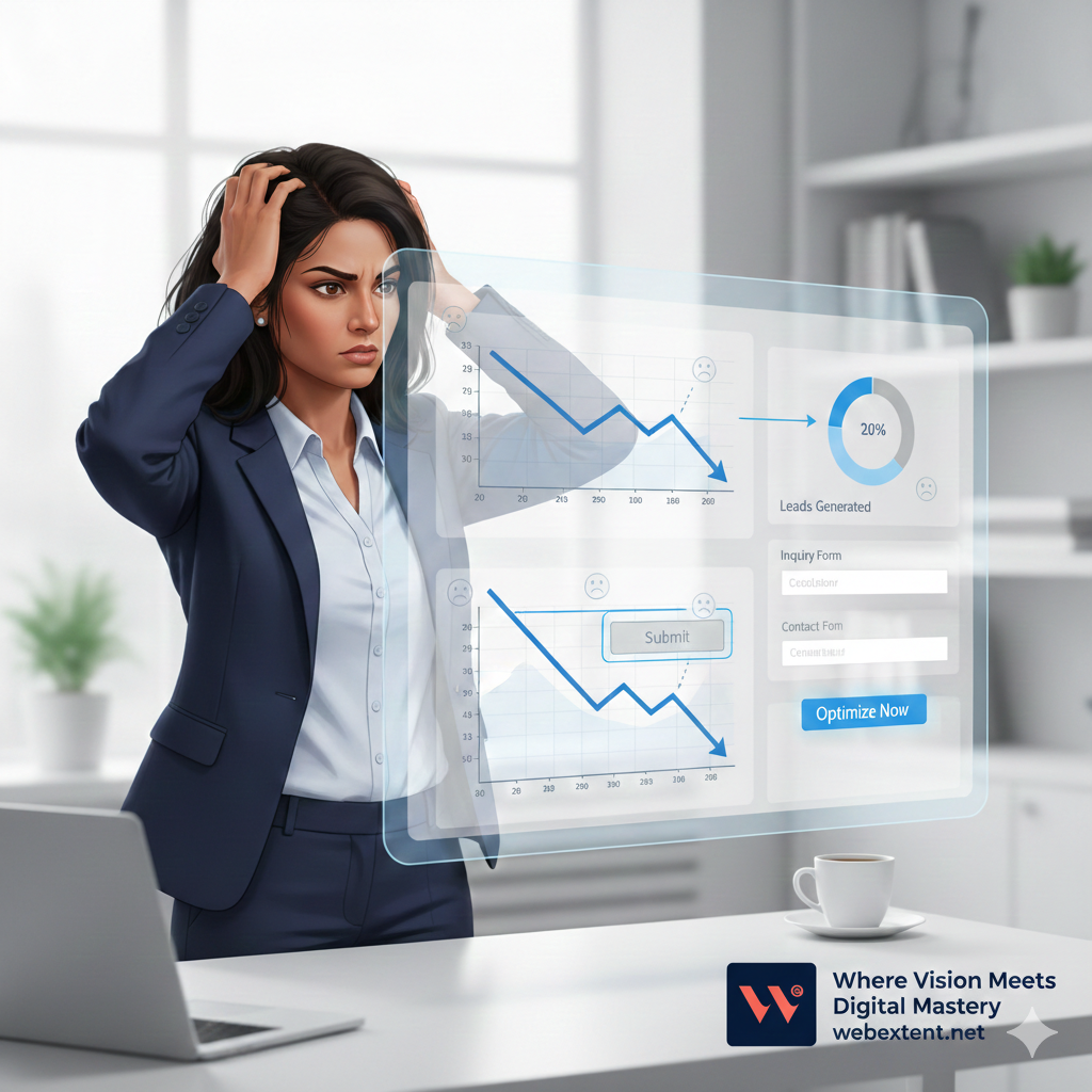 Business owner looking at dashboard with low leads.