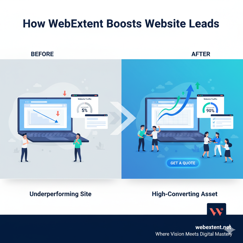 Website transforming from underperforming to high-converting with filled forms.
